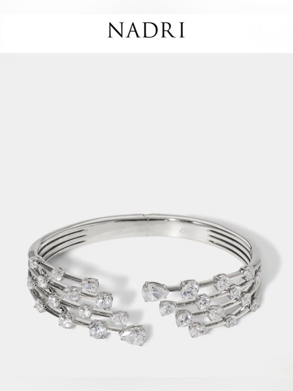 NADRI Silver Crystal Open Cuff Bracelet-New!